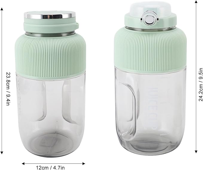 Portable Blender Multi Functional Electric Juicer Personal Blender Large Capacity Wireless Smoothie Blender with Charging Cable for Travel Sports(Green)