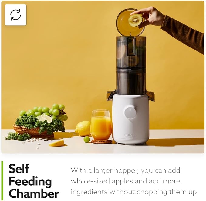 Hurom H310A Renewed Personal Self Feeding Slow Masticating Juicer - Lavender | Easy-Clean Max Yield Quiet Motor - Hopper Fits Whole Produce - BPA Free