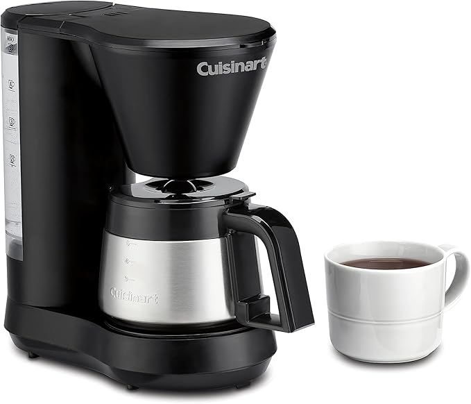 Cuisinart 5-Cup Coffee Maker with Stainless Steel Carafe Coffee Machine with Removable Water Reservoir Charcoal Water Filter 30-Minute Keep Warm and Brew Pause DCC-5570NAS Stainless Steel