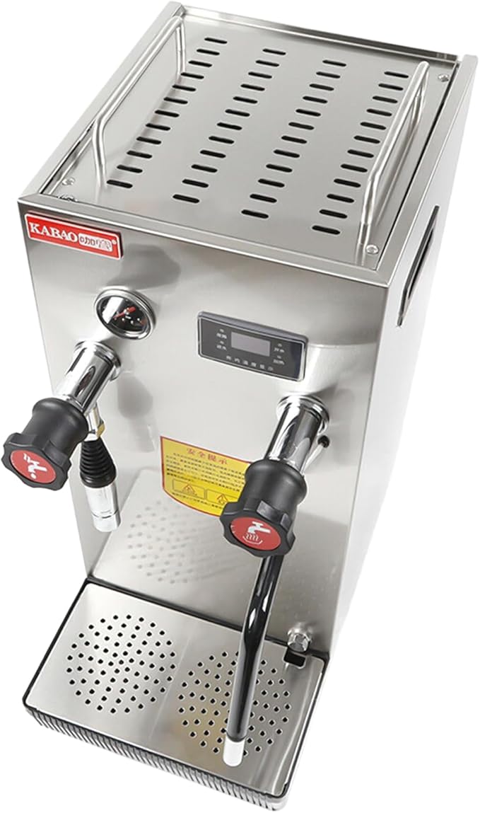 Commercial Coffee Milk Bubbler 2500W 8L Multi-Purpose Automatic Stainless Steel Steam Boiling Water Bubbler with Led Display Frothing Machine for Espresso Coffee Dessert Shop Hotel Bar Restaurant