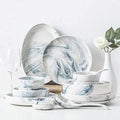 Dinnerware Sets - Luxury Gift Dishes Service Set Ceramic Dinnerware Sets Ins Nordic Creative Plate and Bowl Set Marble Pattern Kitchen Kitchen Plate Set Dishwasher Microwave Safe(28Pcs)