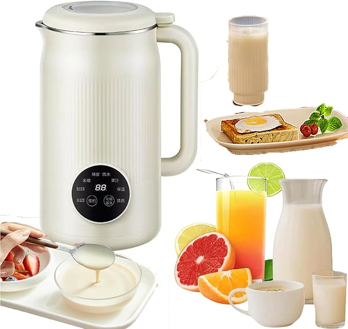 8 in 1 multifunctional nut milk machinethe perfect pour drink makerUpgraded Nutmilk Maker BlenderAutomatic Soybean Juice Machines with Timer Self-Cleaning and Keep-Warm (White)