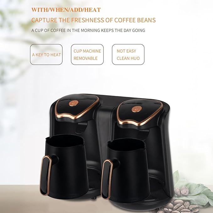 Bewinner 1200W Electric Turkish Coffee Maker Machine Adjustable Temperature Dual Pot Coffee Brewer with 500ml Capacity Each Maker for Home Office
