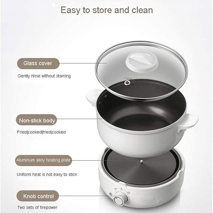 Electric Hot Pot Multifunction Rice Cooker Portable Split Type Kitchen Non-stick Frying Pan For Travel with steamer