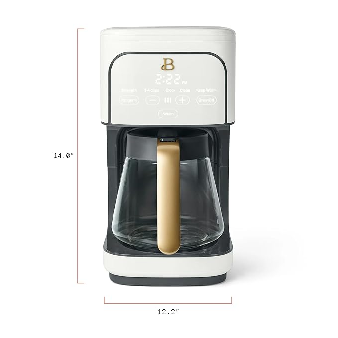 12 Cup Programmable Coffee Maker 24 Hour Auto Brew Touch Display Bold Strength Control Glass Carafe Reusable Filter Auto Shut Off