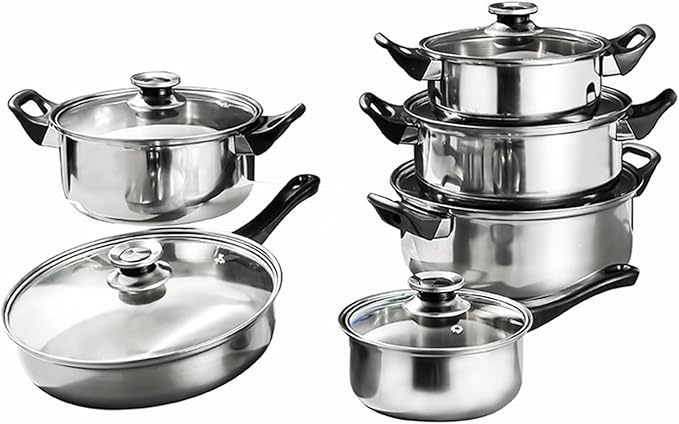 Cookware 12-Piece Pot Set Bakelite Detachable Handle Pot Set Kitchen Daily Cooking Kitchen Pot Set Stockpot Set