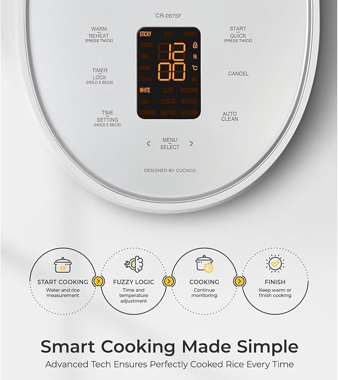 Rice Cooker - 6-Cup (Uncooked) Micom Rice Cooker | 13 Menu Options: Quinoa Oatmeal Brown Rice &amp More Touch-Screen Nonstick Inner Pot | White