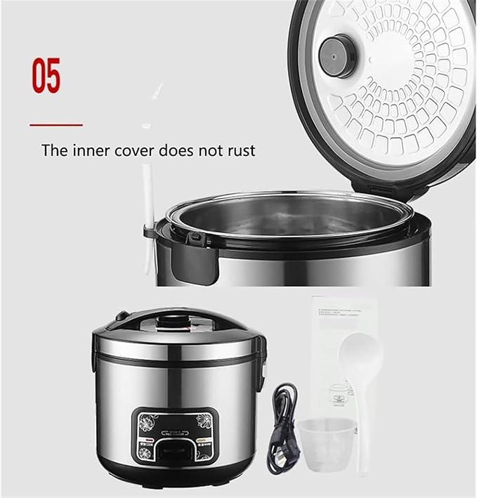 Rice Cooker (2-5L) 201 Stainless Steel Non-Stick Inner Pot Stainless Steel Cook/Warm Functions 220-240V UK/EU Power(4L)