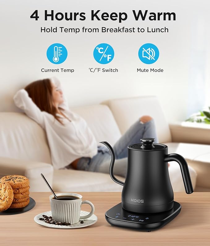 KOIOS Smoothie Blender 900W Personal Blender for Shakes and Smoothies with Temperature Control Gooseneck Electric Kettle