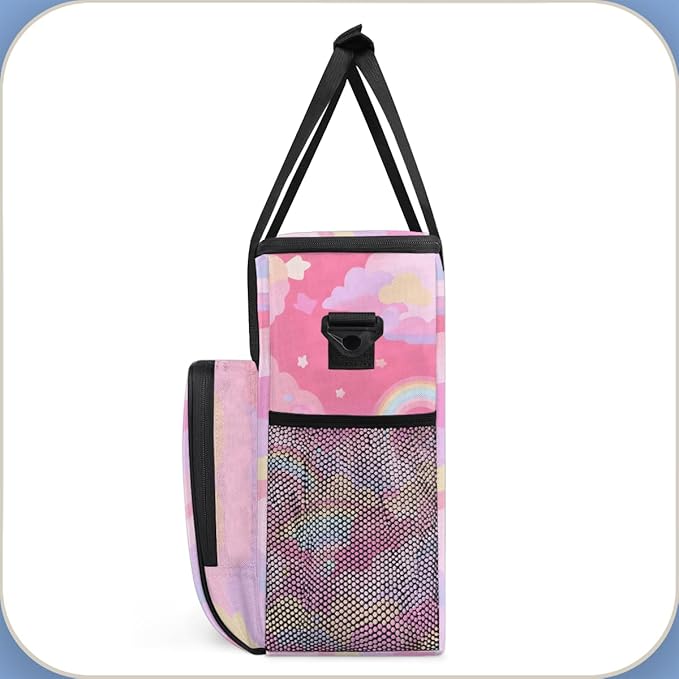 Rainbow Coffee Maker Carrying Bag Pink Portable Travel Storage Tote Bag Compatible with K-Mini or K-Mini Plus Single Serve Coffee Brewer Carrying Case with Multiple Pockets &amp Shoulder Strap