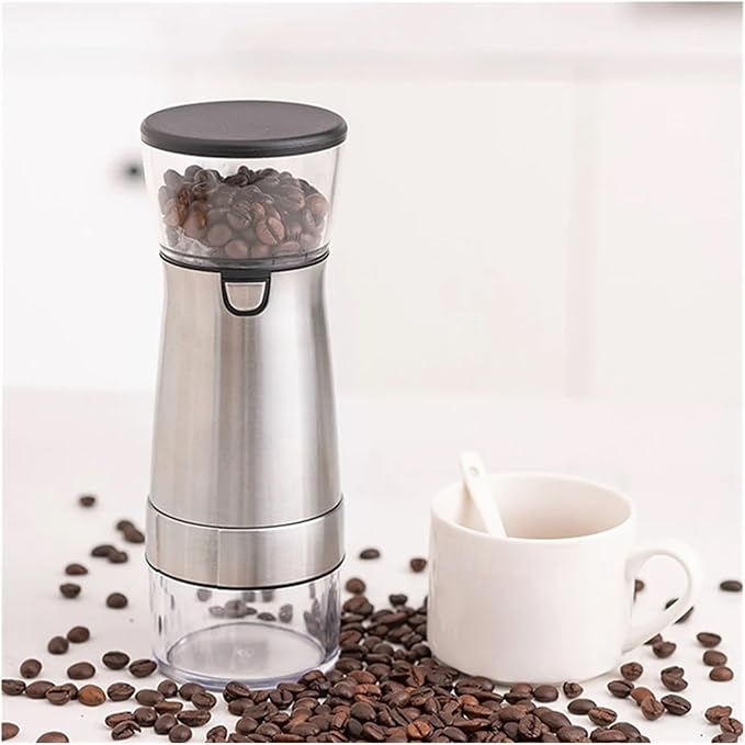 Portable Coffee Machine Portable Electric Coffee Grinder TYPE-C USB Charging Professional Stainless Steel Grinding Core Coffee Bean Grinderfor Outdoor Travel Picnic(Cream white)