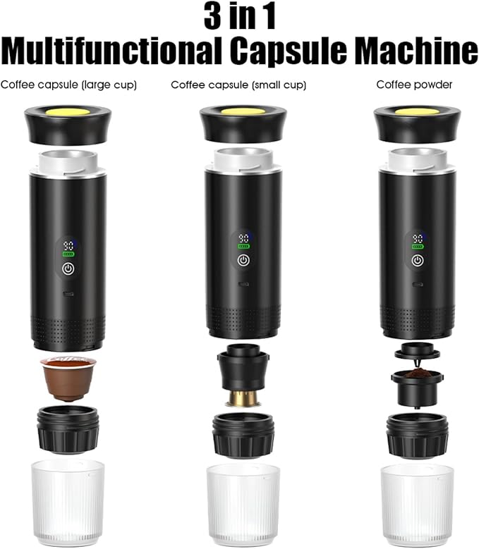 Portable Capsule Electric Coffee Machine 20Bar Espresso Small Coffee Maker for Home Use with Capsules and Powder for Camping/Office/Travel Fast Heating (green)