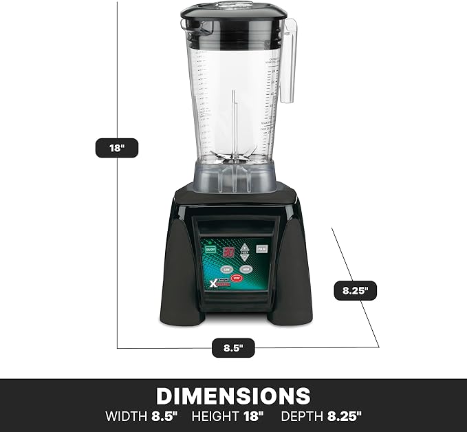Waring Commercial MX1100XTX 3.5 HP Blender with Electronic Keypad Pulse Function 30 SecondCountdown Timer and a 64 oz. BPA Free Container 120V 5-15 Phase PlugBlack