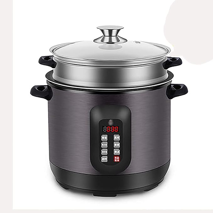 Rice Cooker/Steamer 304 Stainless Steel Liner Warm Functionwith Spatula and Measuring Cup for 1-4 People (4L) ()