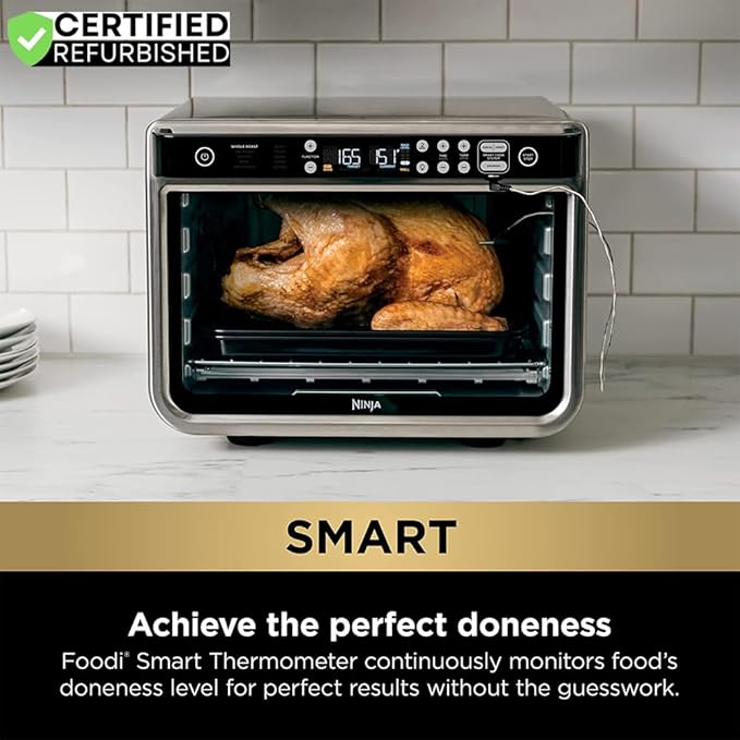 Ninja DT2550 Foodi 10-in-1 Smart XL Air Fry Oven (Renewed) Bundle with Deco Chef Pair of Red Heat Resistant Oven Mitt and Cuisinart Advantage 12-Piece Gray Knife Set with Blade Guards