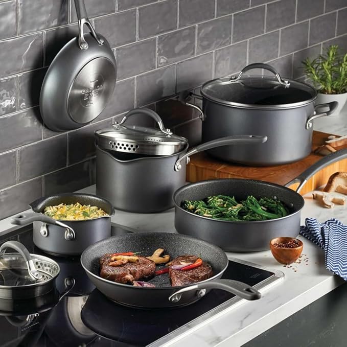 Circulon A1 Series with ScratchDefense Technology Nonstick Induction Cookware/Pots and Pans Set 9 Piece Graphite