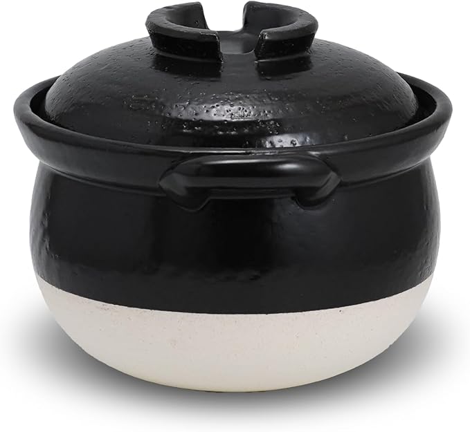 Banko-Yaki Fluffy Rice Pot Earthenware Rice Cooker with inner lid Measuring Cup and Paddle Traditional Japanese Donabe for Evenly Cooked Rice Mixed Rice and Porridge (3-Gou/Serves 3 to 5 people)