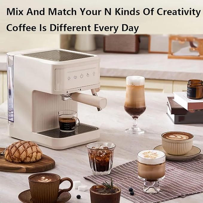 20bar Espresso Coffee Machine Italian Semi-Automatic Coffee Machine With Steam Wand 60oz Removable Water Tank Ntc Ntelligent Temperature Control Coffee Maker For HomeBlack