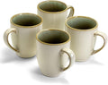 Sango Resona Moss Green Stoneware Mugs (Set of 4) – 12 fl. oz Durable Stoneware with Reactive Glaze Delicate Gray-Green Interior Microwave &amp Dishwasher Safe for Everyday Dining &amp Entertain