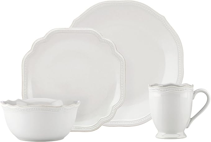 Lenox White French Perle Bead 4Pc Place Setting 6.45 LB