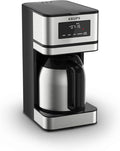 Krups Simply Brew Stainless Steel and Thermal Carafe Drip Coffee Maker 12 Cup Programmable Customizable Digital Display Insulated Coffee Filter Dishwasher Safe Drip Free Silver and Black