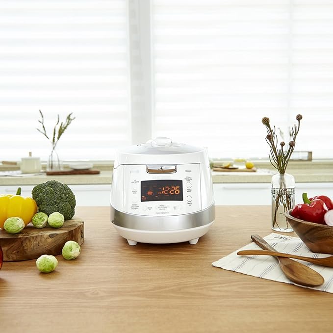 CUCKOO CRP-HS0657FW 6-Cup (Uncooked) 12-Cup (Cooked) Induction Heating Pressure Rice Cooker with Nonstick Inner Pot &amp 16 Menu Modes (White/Silver Made in Korea)