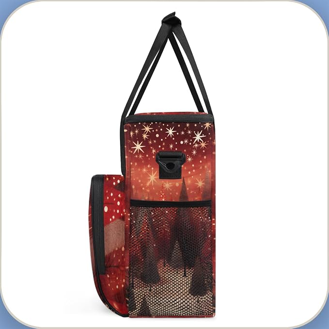 Glitter Christmas Tree Coffee Maker Carrying Bag Travel Storage Bag Compatible with K-Mini or K-Mini Plus Single Serve Coffee Brewer Carrying Case with Multiple Pockets &amp Shoulder Strap