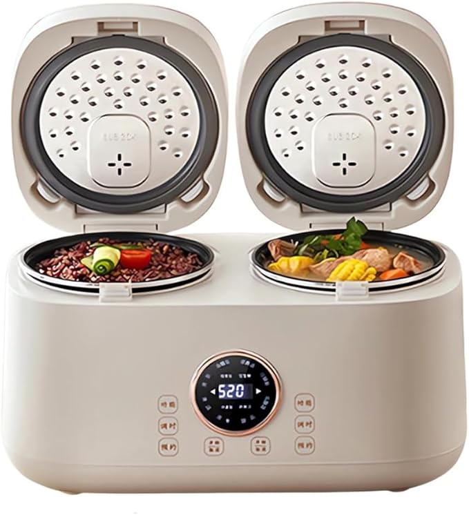 Professional Small Electric Rice Cooker Home Intelligent Multi-Functional Integrated Dual-Control Small Integrated Rice Cooker 2L+2L Capacity for Home Cooking