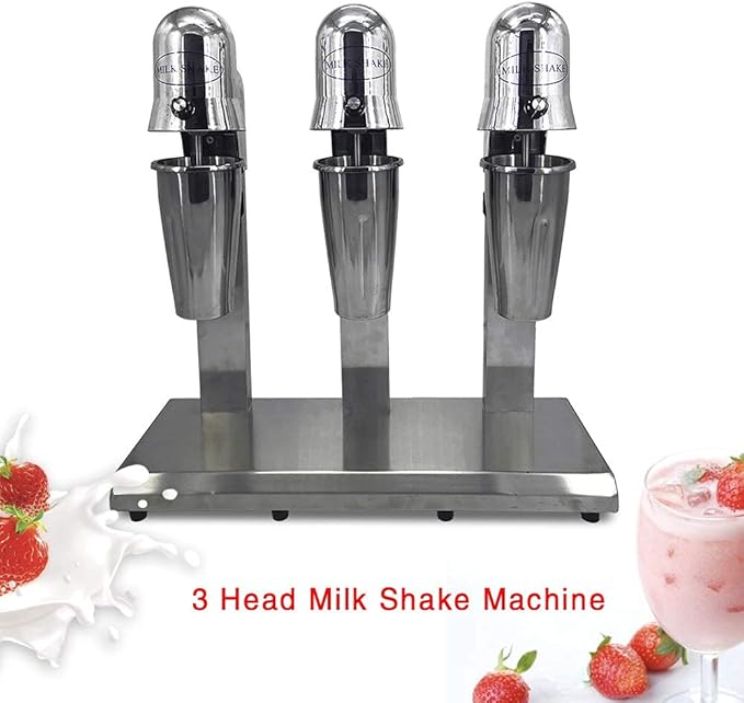 Milkshake Maker Commercial Electric Milkshake Maker 110V 18000rmp 3-Head Drink Mixer Machine Stainless Steel Tea Drink Juice Mixer with 6pcs 800ml Cups and 2 Speeds Adjustable