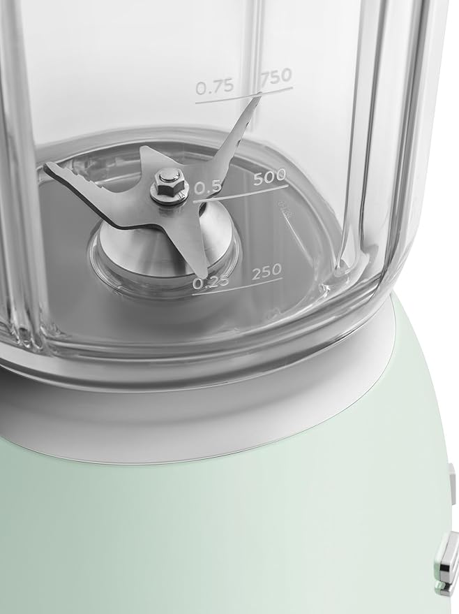 SMEG BLF03 Retro Style Blender – 600W Countertop Blender with 48 oz BPA-Free Jug 3 Speeds + Pulse Ice Crush &amp Smoothie Functions – 50s-Inspired Design-Pastel Green