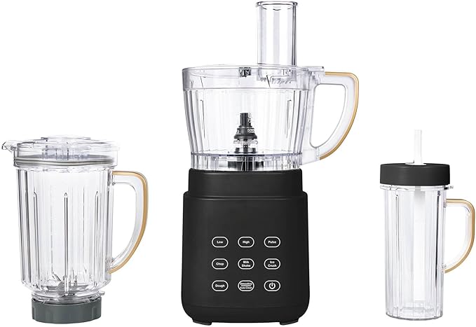 3-in-1 Kitchen Appliance System with Blender Food Processor and Personal Cup (Black Sesame)