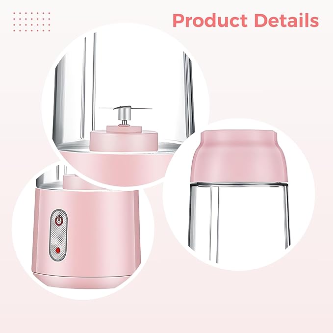Generic Portable Mini Juice Blender Usb Rechargeable With 10.14 Fl Oz / 300 Ml Capacity 1200 Mah Transparent Pc Body Simple One-Touch Control Perfect For Home And Travel