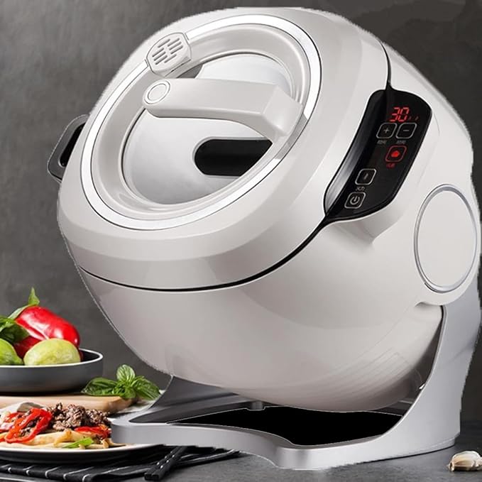 Automatic Cooking Machine2000W 6L auto Cooking Wok Fried Rice MachineOne-Click Smart Start Three Speed Adjustable360 ° Automatic Rotation