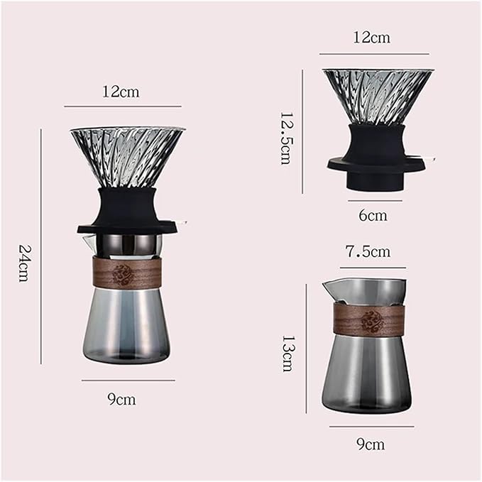 Immersion Coffee Dripper Switch Pour Over Dripper Immersion Dripper Switch Coffee Maker Glass Coffee Filters V02 Set(TransparentTeapot+cup)