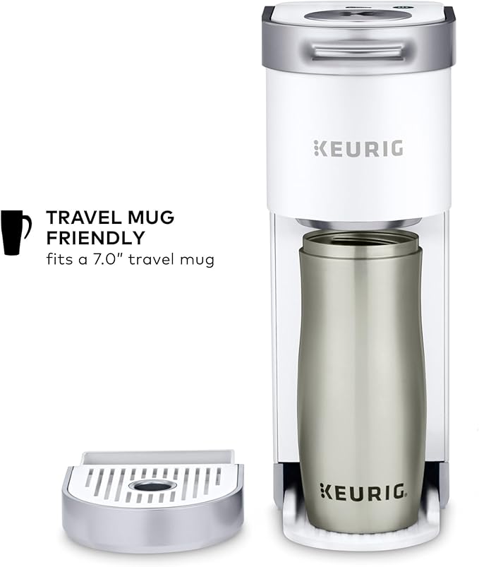 Keurig K-Mini Plus Single Serve K-Cup Pod Coffee Maker with 6 to 12oz Brew Size Stores up to 9 K-Cup Pods Travel Mug Friendly Matte White