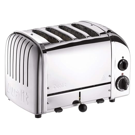 Cadco CTS-4(220) 4-Slot Commercial Pop-Up Toaster with 1 Product Opening Stainless Steel 220v NSF For Commercial Use 10.35 lbs