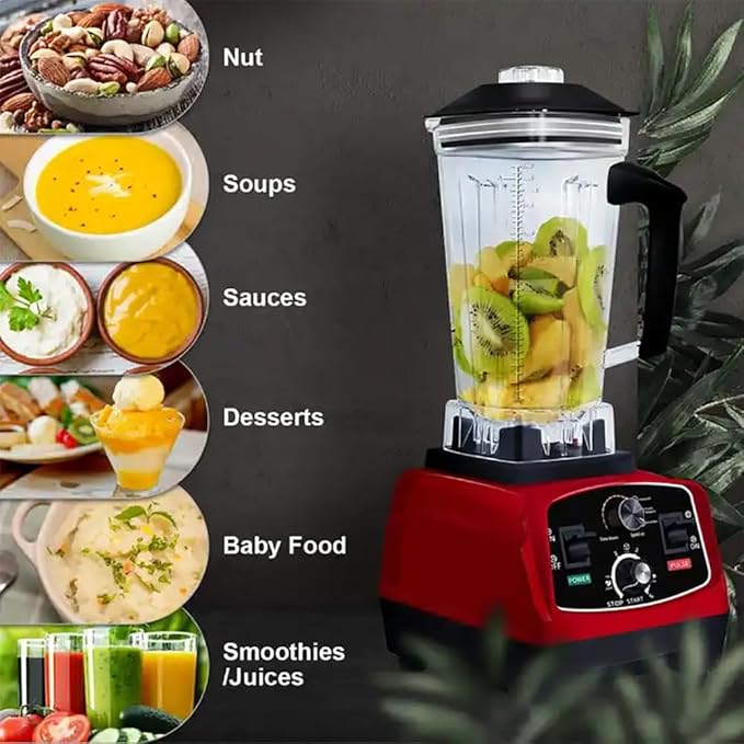 Professional Countertop Blender 2200W High Speed Smoothie Blender Home and Commercial Blender with Timer 68 Oz Large Capacity for Shakes Smoothies Ice Crushing Fruits Fresh Juice Soup