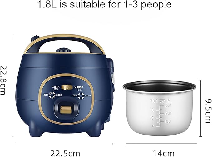 Household Rice Cooker Household Mini Small Non-Stick Rice Cooker Intelligent Heat Preservation And One-Button Switch For 1-3 People(B)
