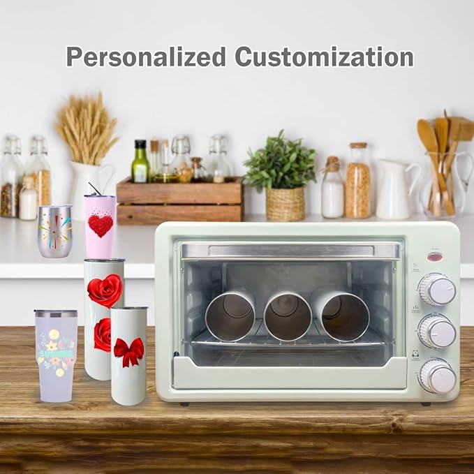 Sublimation Oven Machine 22L 110V 1500W Convection Oven for Sublimation Blanks Mugs Tumblers Cups Water Bottles Bulk Printing with Heat Resistant Tape Glove and Shrink Wrap.