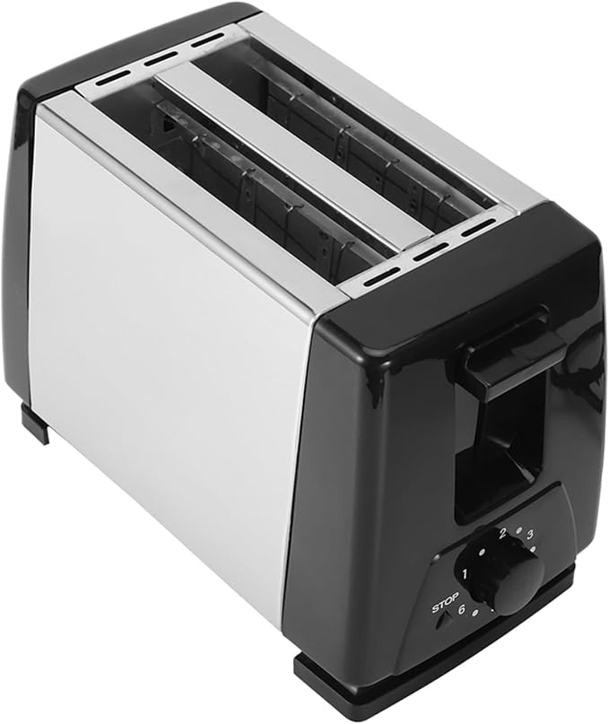 2 Slice Extra Wide Slot Toaster Stainless Steel Toaster Machine with 6 Toast Settings Removable Crumb Tray and Compact Design Perfect for Toasting Bread Bagels Waffles and Puff Pastry