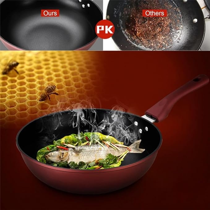 Pots and Pans Set 3Pcs Cookware Set Wok Soup Pot with Lid Frying Pan Wrought Iron Non-Stick Cooking Pot Set Kitchen Kitchen Cooking Set