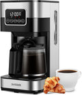 SHARDOR 10-Cup Programmable Coffee Maker Regular &amp Strong Brew Drip Coffee Machine for Home and Office Auto Shut Off Permanent Filter Silver