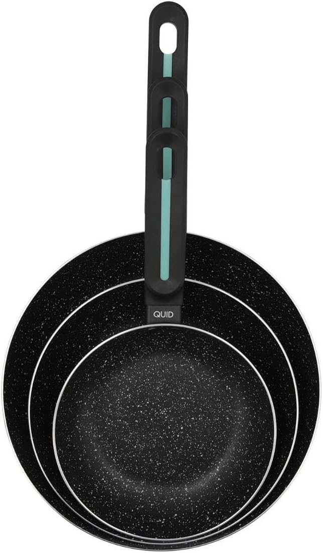 Quid Oasis Set of 3 Pressed Aluminium Frying Pans 18 – 22 – 26 cm Aluminium Suitable for Hob Ceramic Suitable for Induction