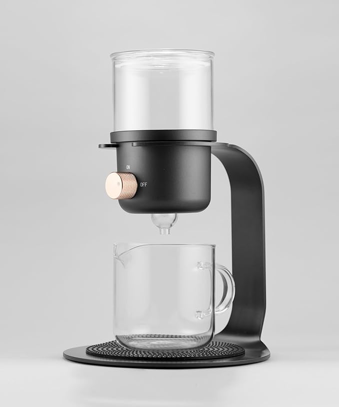 Glass Tea Pot with Infusers for Loose Tea and Drip Coffee Pour Over Semi Automatic Tea Set with Magnetic Clear Teapot Black