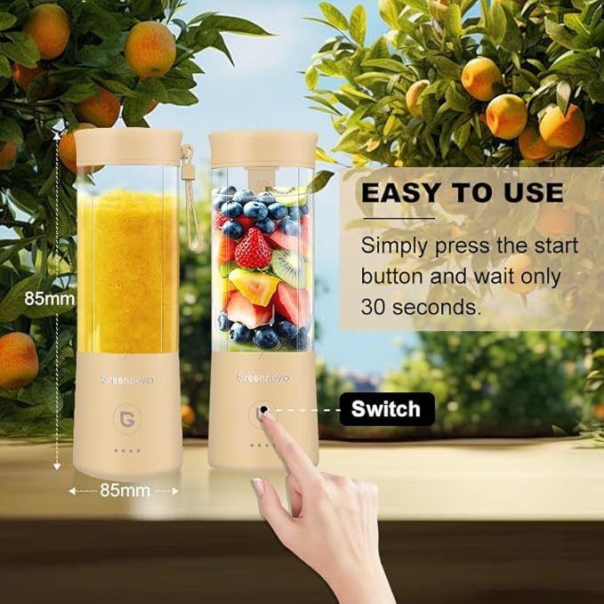 Portable Blender 500ml Personal with 6 Sharp Blades Rechargeable 5000mAh 18000-22000rpm Power for Shakes &amp Smoothies BPA Free for Kitchen Office Gym Hiking(purple)