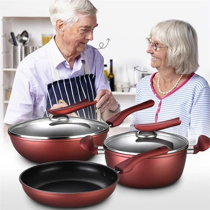 Cookware Cooking Pots 3Pcs Cookware Set Wok Soup Pot with Lid Frying Pan Wrought Iron Non-Stick Cooking Pot Set Kitchen Kitchen Saucepan Set