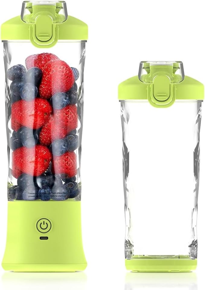 Portable Juicer Blender 20oz/600ml Smoothie Maker with 6 Blades USB-C Rechargeable 4000mAh Battery Multi-Purpose Travel Blender for Smoothies Shakes and Juices (Fluorescent Yellow)