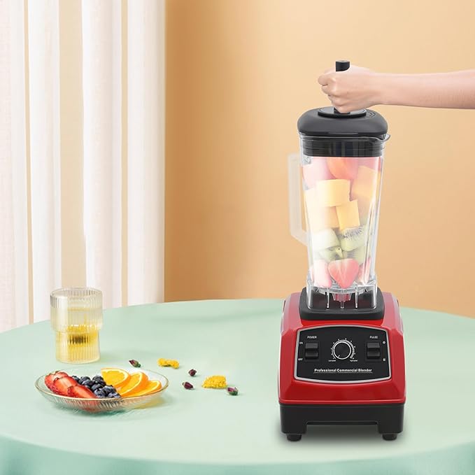 2L/68oz Smoothie Blender for Kitchen AC 110V/2200W Adjustable Speed Countertop Commercial Blender Maker for Domestic and Commercial Using (Red)