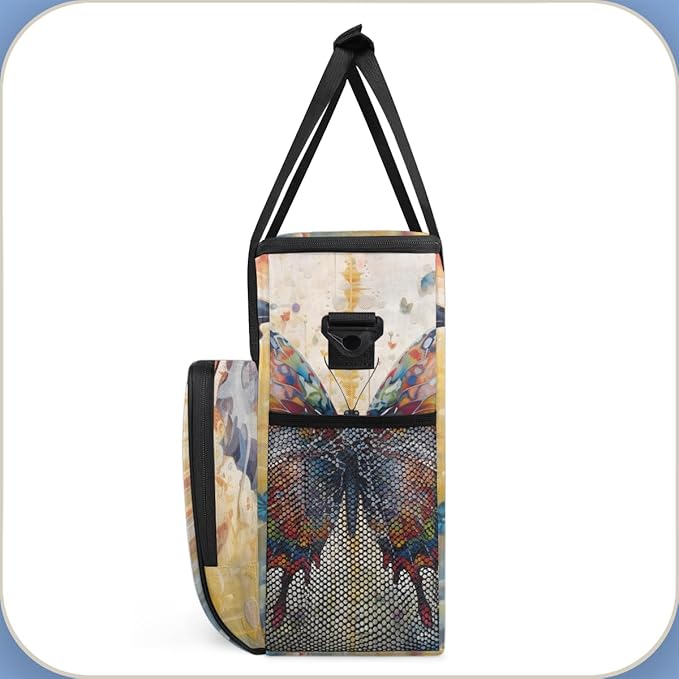 Dreamy Butterfly Coffee Maker Carrying Bag Oil Painting Butterfly Travel Storage Bag Compatible with K-Mini or K-Mini Plus Single Serve Coffee Brewer Carrying Case with Pockets &amp Shoulder Strap