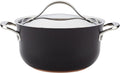 Anolon 83878 Nouvelle Copper Luxe Hard Anodized Nonstick Dutch Oven/Stockpot/Saucepan with Stainless Steel Lid/Induction Suitable/Dishwasher Safe - 4 Quart Onyx Black